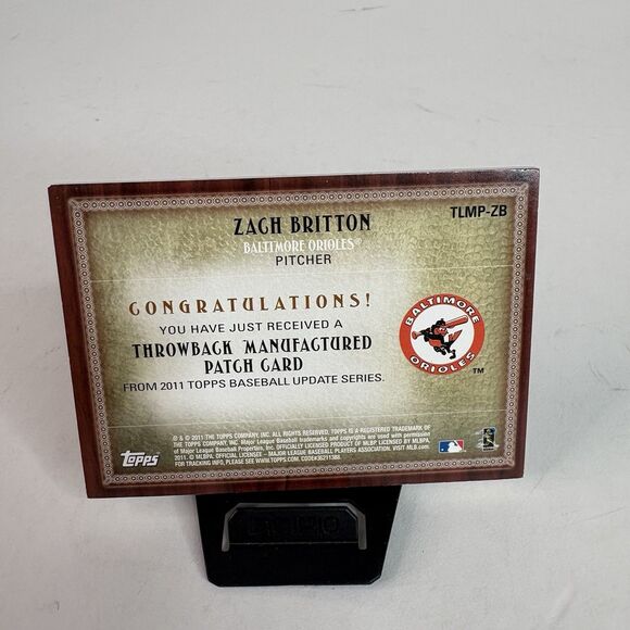 2011 Zach Britton Throwback Manufactured Commemorative Patch Rookie RC Orioles - Picture 2 of 4